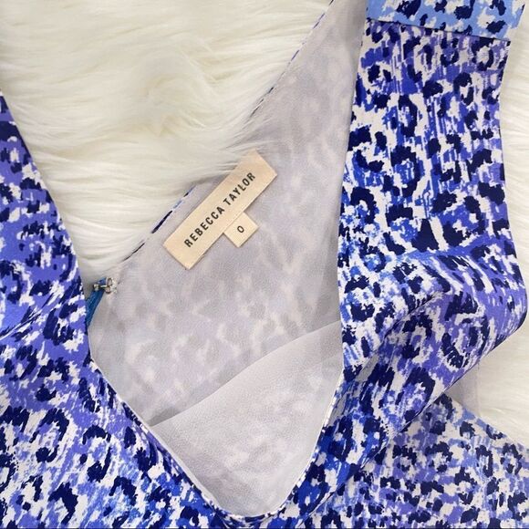Rebecca Taylor Leopard Silk Top Blouse X Small 0 XS Sleeveless Cocktail - Picture 6 of 9